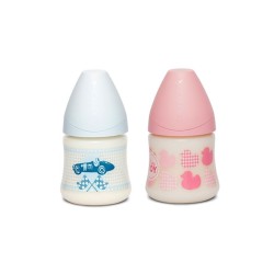 Suavinex Biberones Tetina Redonda Latex 0 meses Rose et Bleu