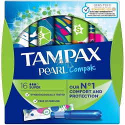 Tampax Compak Pearl Tampón 100% Algodón 16 unidades